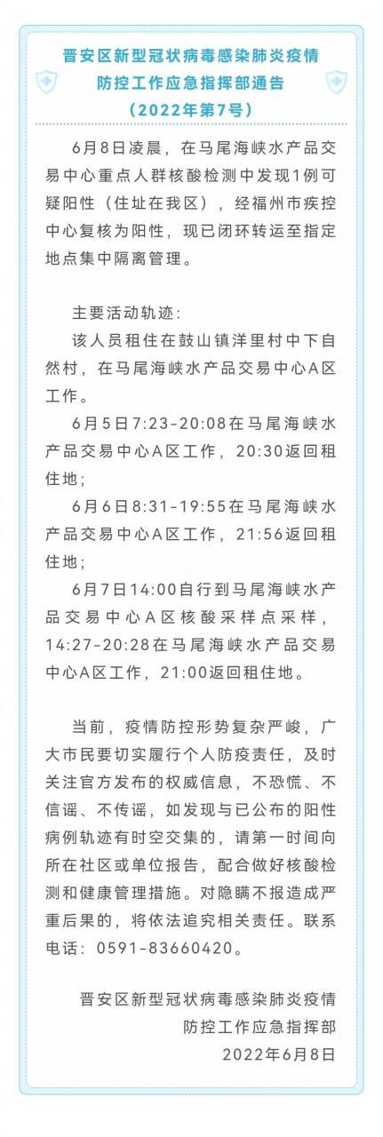 【福建福州晋安区最新数据播报：寻找同轨迹人员,福州晋安区疫情最新公布】