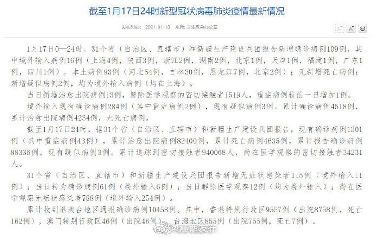  31省份增3例重症:31省区市增17例病例