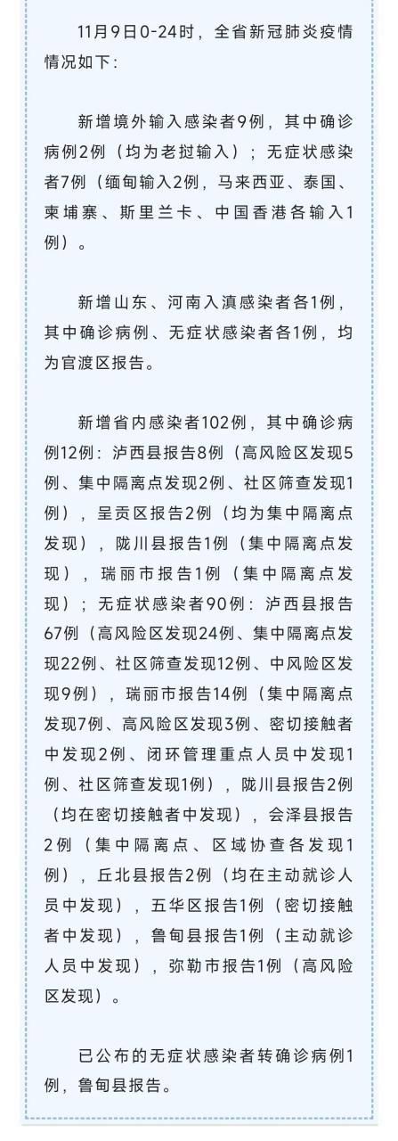 泸西县新增1例死亡病例及8例无症状/泸西县有没有新型肺炎