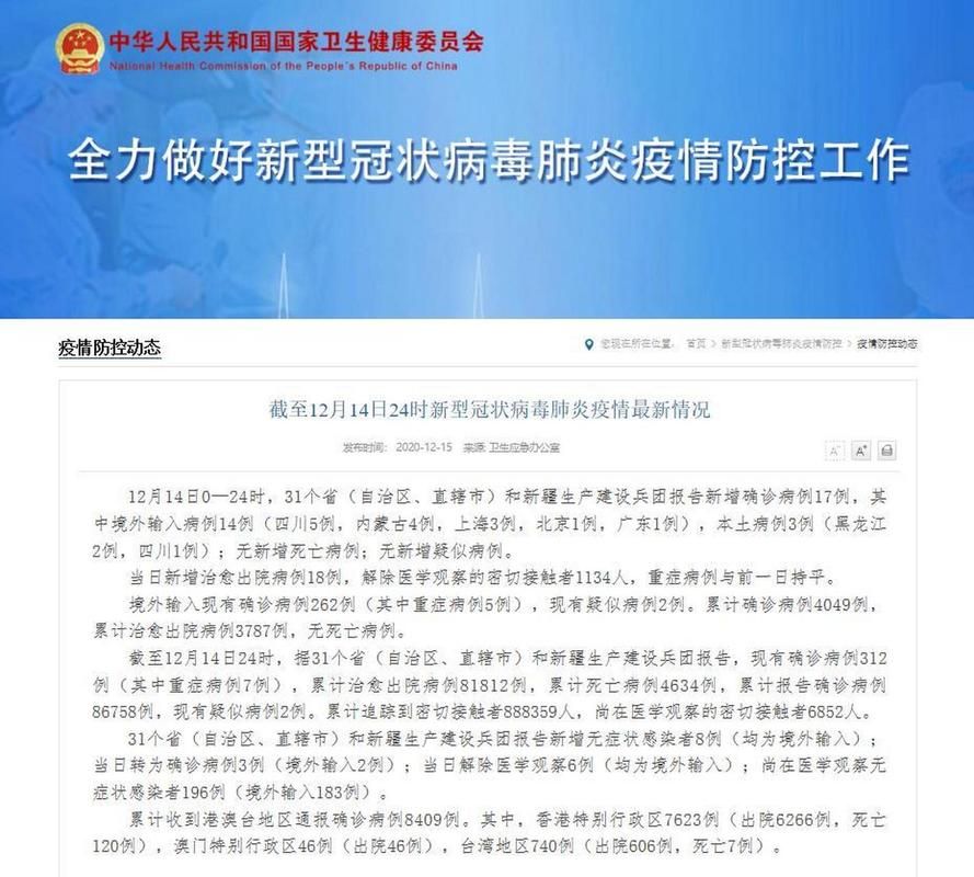 【全国12月14日最新疫情数据,截至12月14日24时全国疫情】